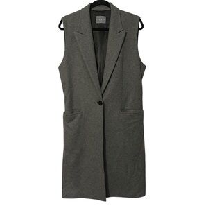 Alani the Grey Gray Wool Blend Long Vest GE182WCT01 Korea Minimalist Career Chic